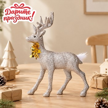Новогоднее украшение "Серебряный олень" 21*28 см.
