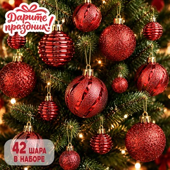 Новогоднее украшение "Шарики малышки" 42 шт.