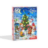 Пазлы 60 "Дед Мороз и снеговики" Оживи мультфильм