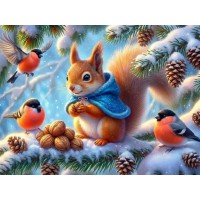 Макси-пазлы 30 "Белочка и Снегири" Оживи мультфильм