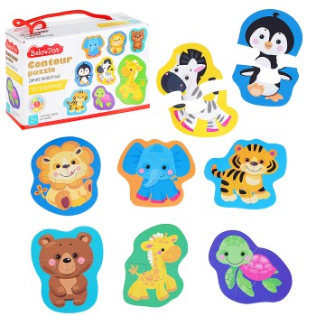 Пазлы контурные Половинки "Дикие животные" Baby Toys