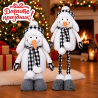 Новогоднее украшение "Снеговик в клетчатой шапке" 40*56 см.