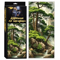 Картина по номерам 26х60 "Панно. Горный пейзаж с соснами" (25 цветов)