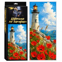 Картина по номерам 26х60 "Панно. Алые маки у маяка" (23 цвета)