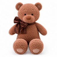 Мишка Коди с бантом серо-бежевый, 25 см