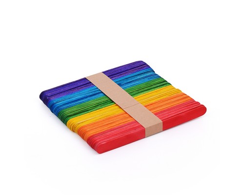 Палочки деревянные для рукоделия "DIY" плоские, 114x10x2 мм, 50 шт, цвета ассорти