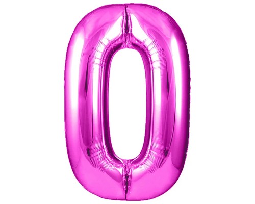 Шар (40''/102 см) Цифра, 0, Фуше, Металлик, 1 шт. в уп.