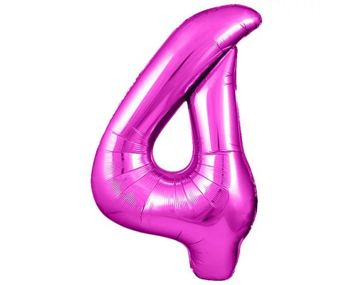 Шар (40''/102 см) Цифра, 4, Фуше, Металлик, 1 шт. в уп.