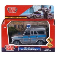 Машина пластик UAZ Hunter 12 см, трансформер, Полиция, инерц, серебристый