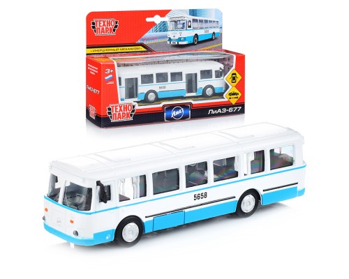 Машина металл. Автобус ЛиАЗ-677, 15см, (открыв. двери) инерц., в коробке