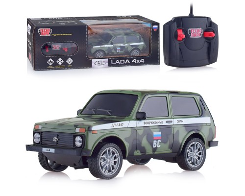 Машина р/у Lada 4x4 18 см. (свет, камуфляж) в коробке