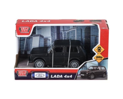 Машина пластик Lada Niva 13,5 см, инерц, двери, черный