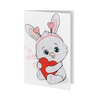 Кристальная (алмазная) мозаика открытка "Влюбленная зайка" 10.5 х 14.8 см