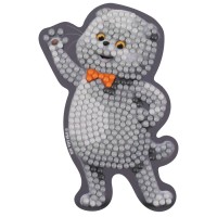 Кристальная (алмазная) мозаика магнит "Кот Басик" 6.5 х 10 см