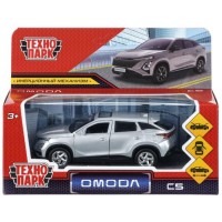 Машина металл omoda c5 12 см, двери, капот, багажн, инерц, серебристый, в коробке