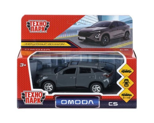 Машина металл omoda c5 12 см, двери, капот, багажник, инерция, серый, в коробке