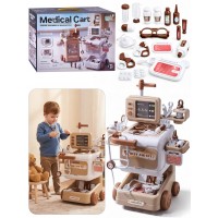 Набор доктора  "Тележка с инструментами и кардио-монитором" цвет коричневый, в коробке