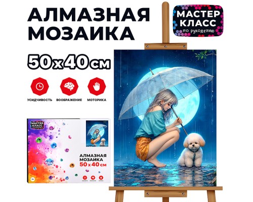 Мозаика алмазная "Девушка с зонтом" 40*50см.